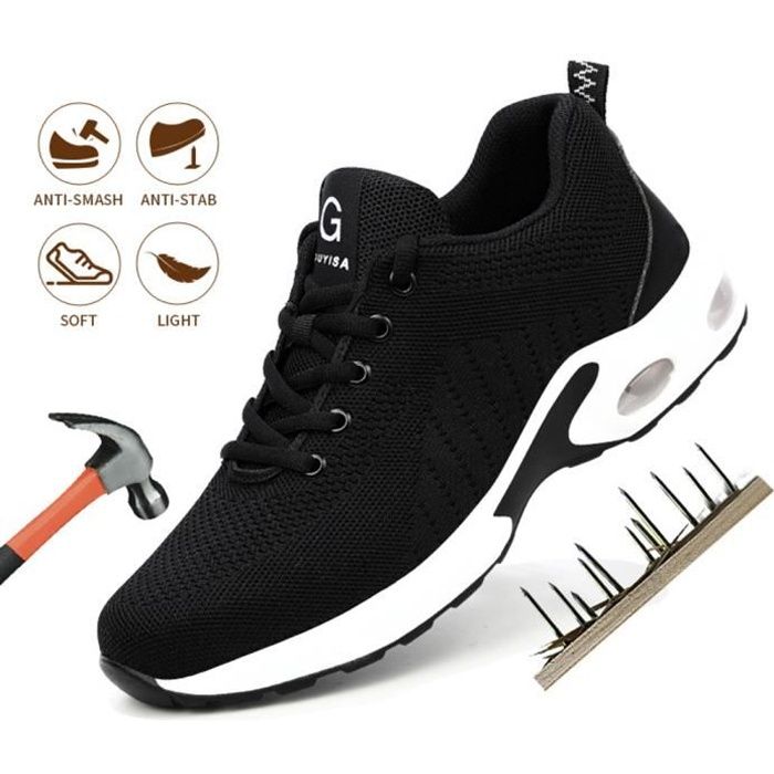 Chaussures De Sécurité Légères à Coque Acier - Unisexe Pointures 36 à 46 - Idéales Pour Le Travail Et Le Sport