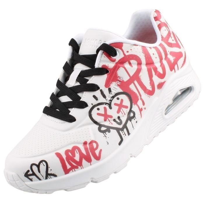 Skechers Baskets Skechers Femme Blanc - SKECHERS - 177082-WRBK - Lacets - Compensé - Synthétique