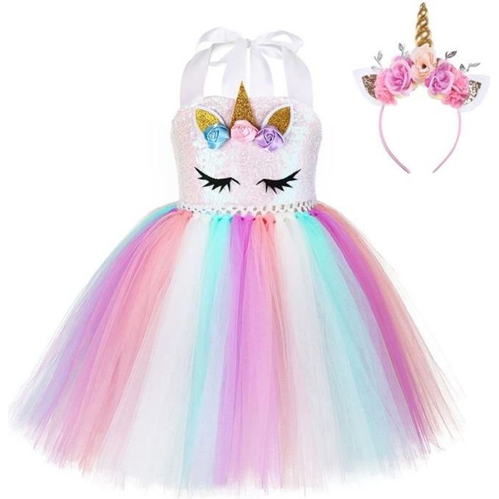 Robe Fille,Robe Licorne Enfant de Princesse Vetement Anniversaire Fête Rose  - Cdiscount Prêt-à-Porter