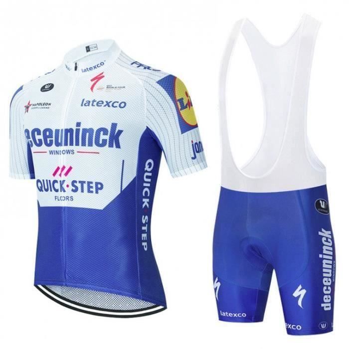 Maillot de Cyclisme Homme Manches Courtes Pantalons à Bretelle avec 9D Coussin Rembourrés en Gel,Homme Cyclisme Ete Jersey Vetement Respirant Séchage Rapide Tenue de Vélo VTT Sports de Plein Air