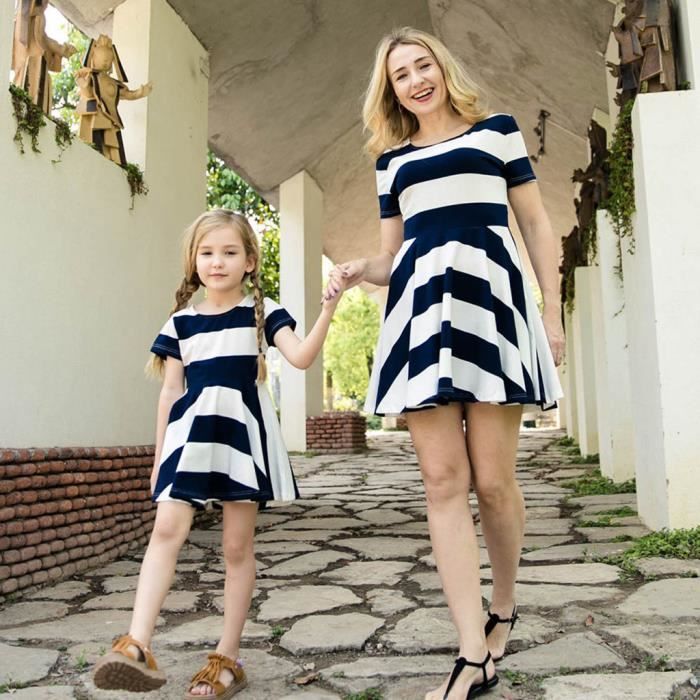 Robe Rayée Manches Courtes Ladybird Fille 2-3 Ans - Rouge, Blanc, Bleu Pour L'été