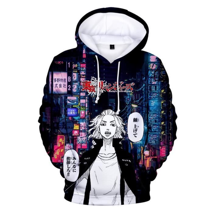Flyself Sweat à Capuche Anime Tokyo Revengers Manjiro Sano 3D Garçon Homme Manches Longues