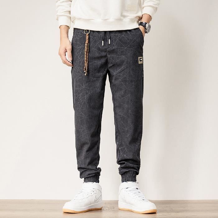 Pantalon Jogger Homme En Velours Côtelé – Coupe Large, Taille élastique, Style Décontracté