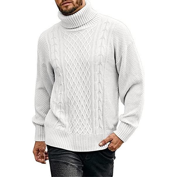 Pull col roulé Muscle Fit - Blanc - HOMME