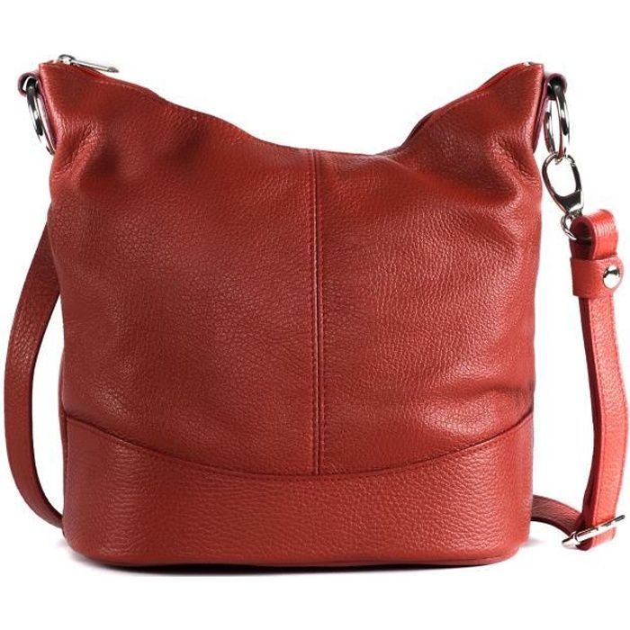 sac à main femme en cuir - modèle beaubourg rouge clair