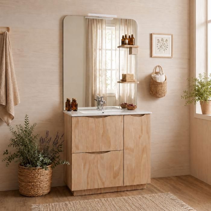 ONDEE ZEN Meuble de salle de bain à poser PALERMO - 80cm - Bois - mélaminé - Livré en kit