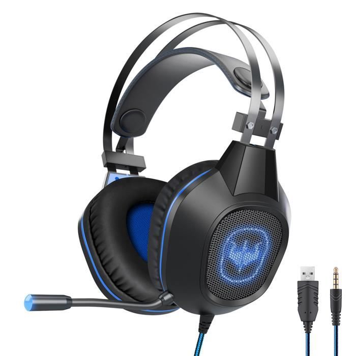 Casque gamer OVLENG GT64 avec micro et retro éclairage LED pour PC & consoles Haut parleur 40mm Contrôle du volume Neuf