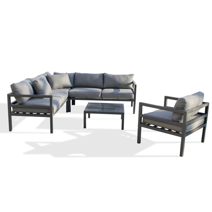 Salon de jardin dangle 6 places en aluminium - Gris anthracite - BEAUBOURG
