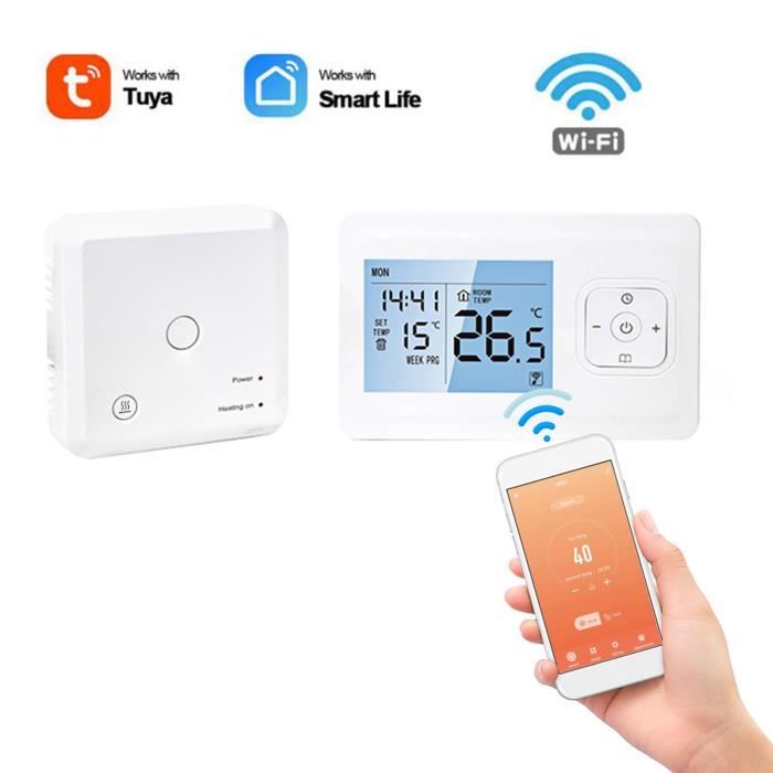 Thermostat intelligent - Thermostat d'Ambiance Intelligente Sans Fil WiFi  Ecran LCD Programmable Tuya Contrôle Commande Vocale - Cdiscount Bricolage