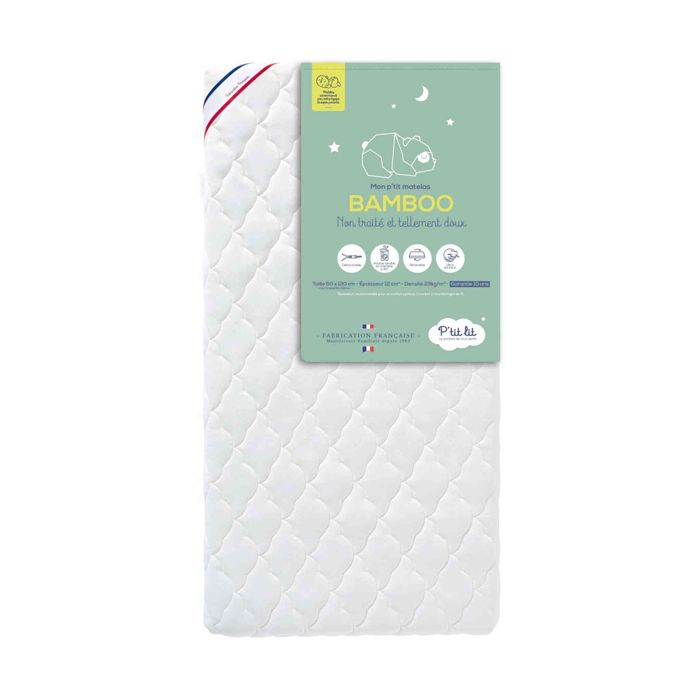 Matelas bébé déhoussable ultra-doux BAMBOO sans traitement 60x120 - Blanc - Garantie 10 ans - Ptit Lit Matelas bébé déhoussable ultra-doux BAMBOO sans traitement 60x120 - Blanc - Garantie 10 ans - Ptit Lit