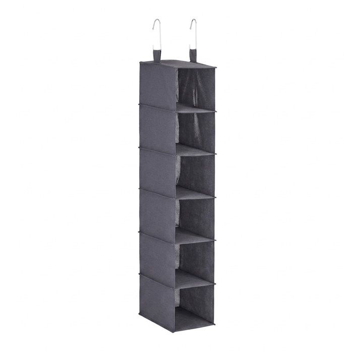 Étagère Suspendue Relaxdays 6 Compartiments En Tissu Gris - Organisateur Armoire Pratique Avec Crochets