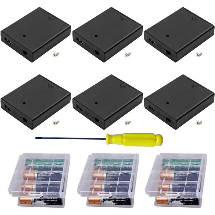 Support Pile AA Avec USB - Lot De 4, Interrupteur On/Off, Sortie 6V