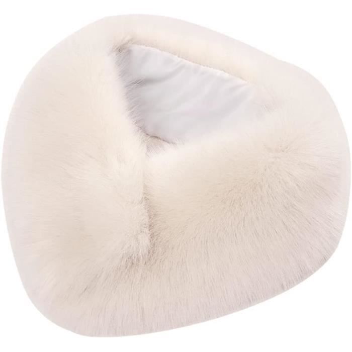 Col En Fausse Fourrure Pour Femme - Écharpe Hiver Grise, Longue Et Douce - Décoration Vêtements