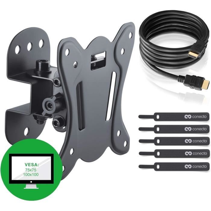 Support Tv - Deleycon Mural Universel Téléviseur Moniteur 13 27 Pouces (33-68cm) Jusqu'à 20 Kg À Vesa 100x100mm Dist - TV Son Photo