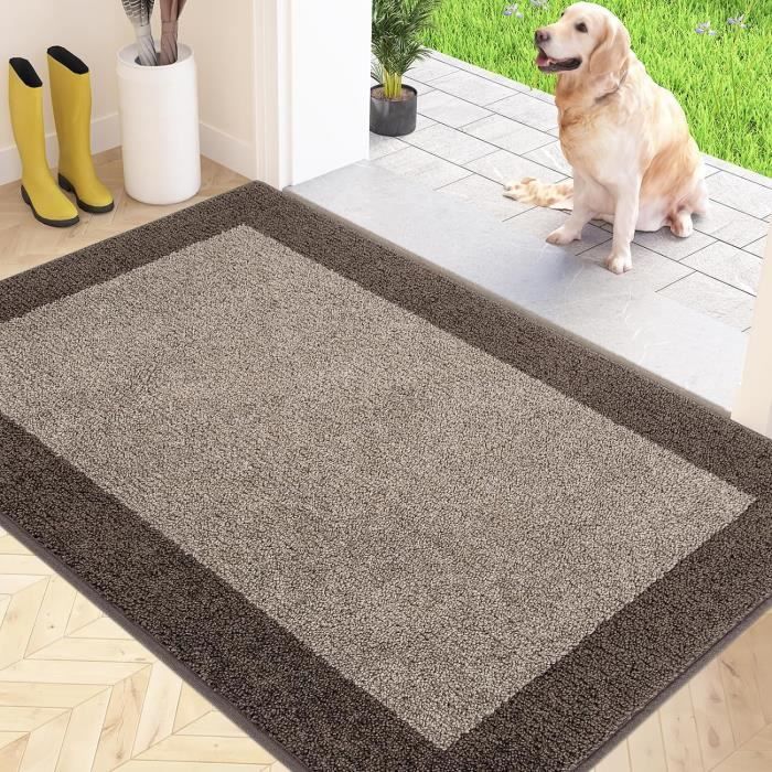 Tapis D'entrée Intérieur 80x145 Cm - Microfibre Douce Absorbante, Antidérapant, Lavable - Noir