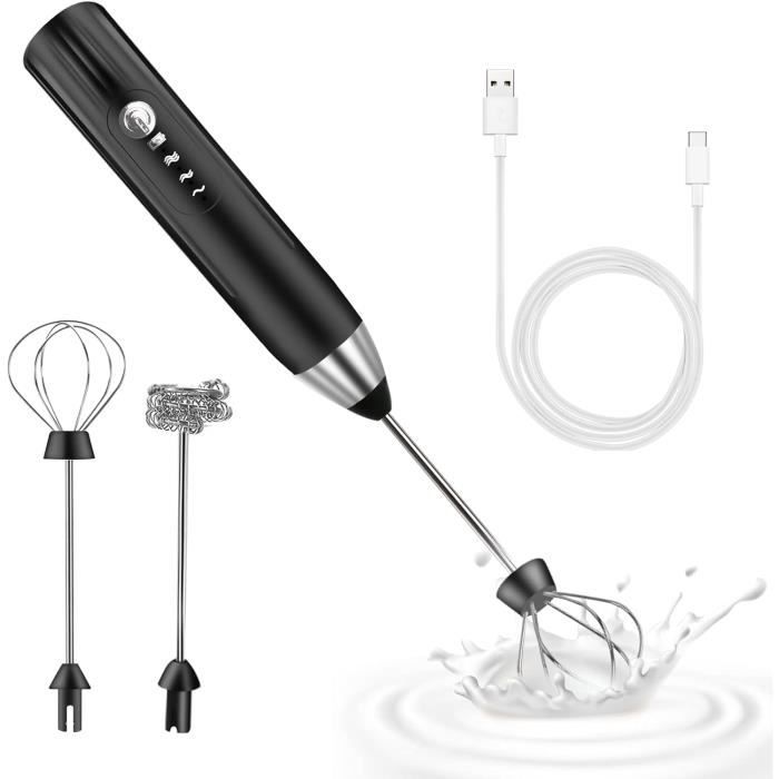 CIRCLE JOY Mousseur à Lait Électrique Avec Acier Inoxydable Support Mousseur De Lait Rechargeable Mini Melangeur De Boissons Pour Cafe Cappuccino Latte Et Matcha Noir
