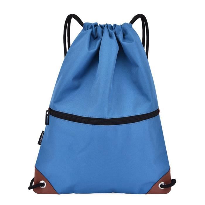 Sac à dos à cordon Tissu Oxford imperméable pour sports de plein air_Bleu  ciel