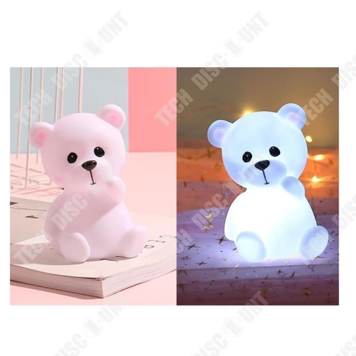 TD® 1 LAMPE VEILLEUSE OURSON LED 14 X 9 X 7 CM ENFANT LED DECO Blanc