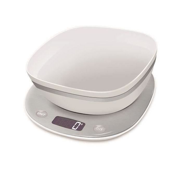 Balance de cuisine avec bol TERRAILLON Macaron+ glacée inox finition glossy