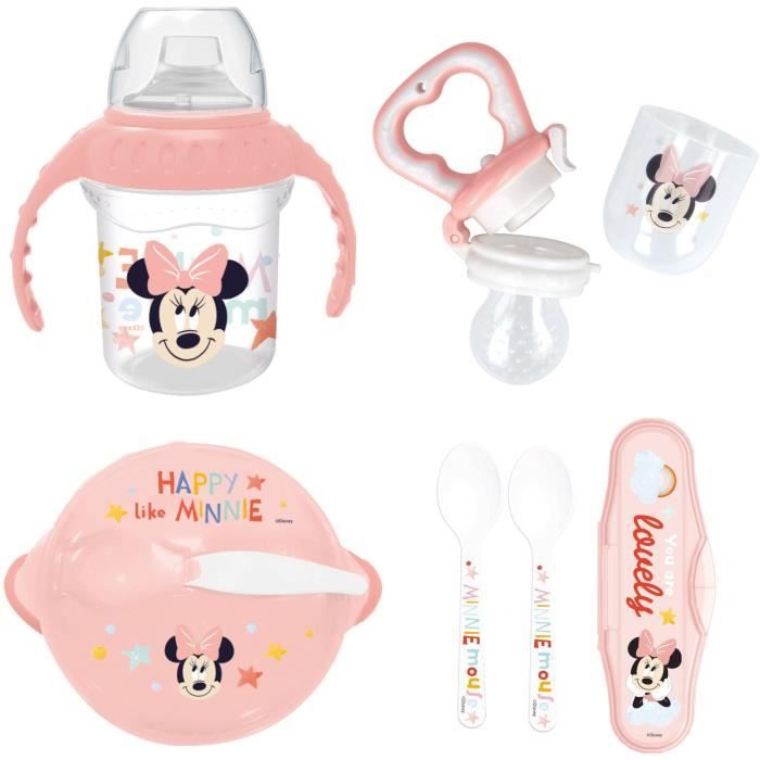 Pack repas 1er age THERMOBABY MINNIE - 1 grignoteuse + 1 bol + 1 tasse à poignée +2 cuillères