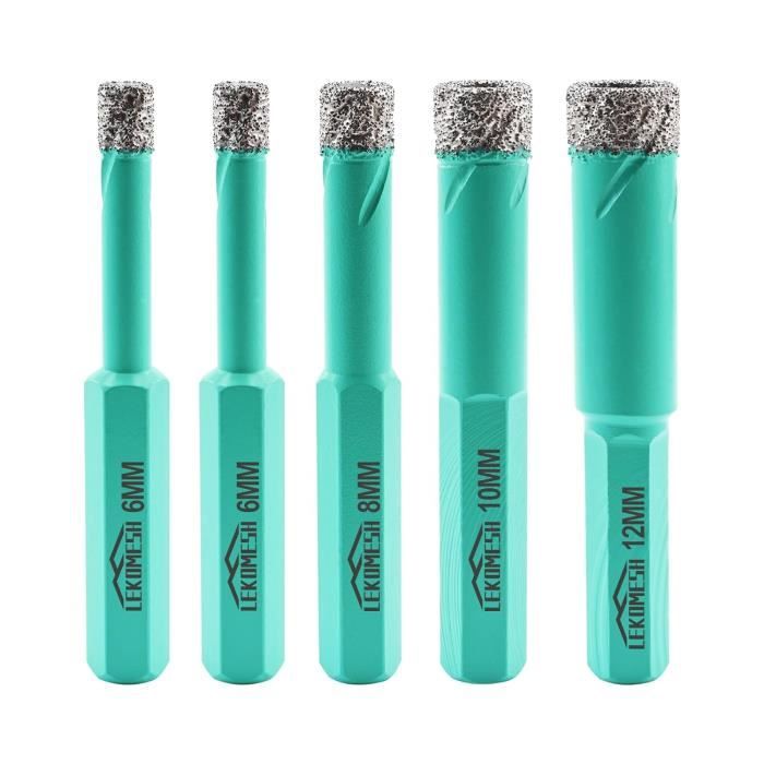 HIGHDRIL Lot De 8 Forets Diamantés Pour Carrelage - 6/6/8/25/35/50 Mm - Scie Cloche Diamant Embouts De Ponçage De 20 Mm Fraise à Doigt M14 De 50 Mm - Pour