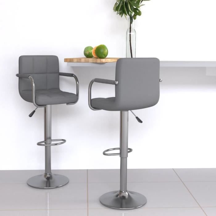 vidaXL Tabourets de bar 2 pcs Gris Similicuir