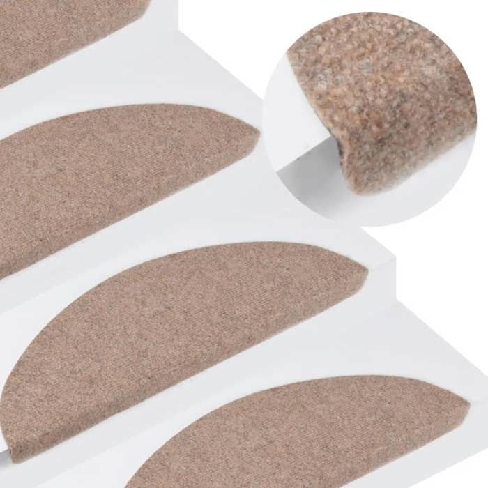 vidaXL Tapis descalier autocollants 15 pcs 65x225x35 cm Beige 136394