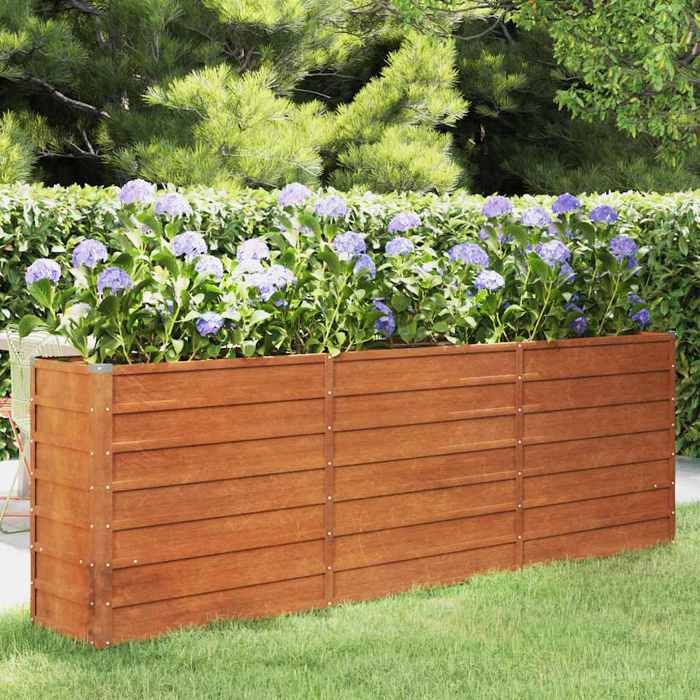 vidaXL Lit Surélevé de Jardin Jardinière Support pour Plantes Bac à Fleurs Pot de Fleurs Balcon Patio Extérieur Rouillé 151955