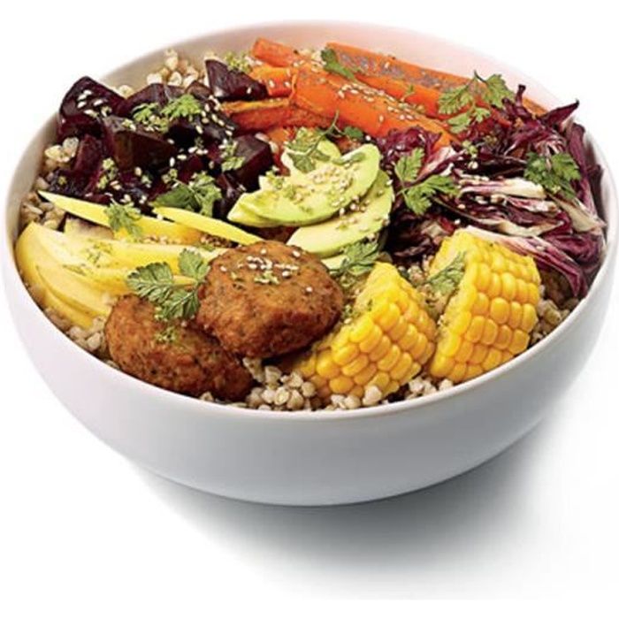 Lot de 4 pokes bowls en porcelaine blanche Ø 21 cm - 120 cl - Cdiscount ...