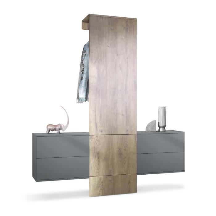 Vestiaire Garderobe Carlton Set 3 anthracite mat - chêne ribbeck (157 x 193 x 35 cm) Vestiaire Garderobe Carlton Set 3 anthracite mat - chêne ribbeck (157 x 193 x 35 cm)