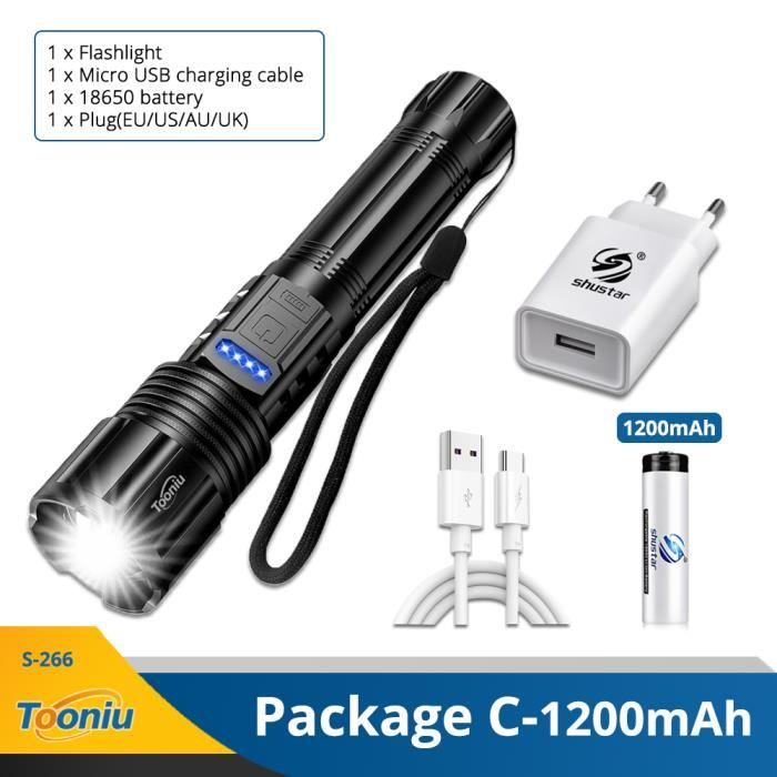 Lampe Torche Zoomable XHP50.2 1500 Lumens - Rechargeable, étanche, Avec Batterie