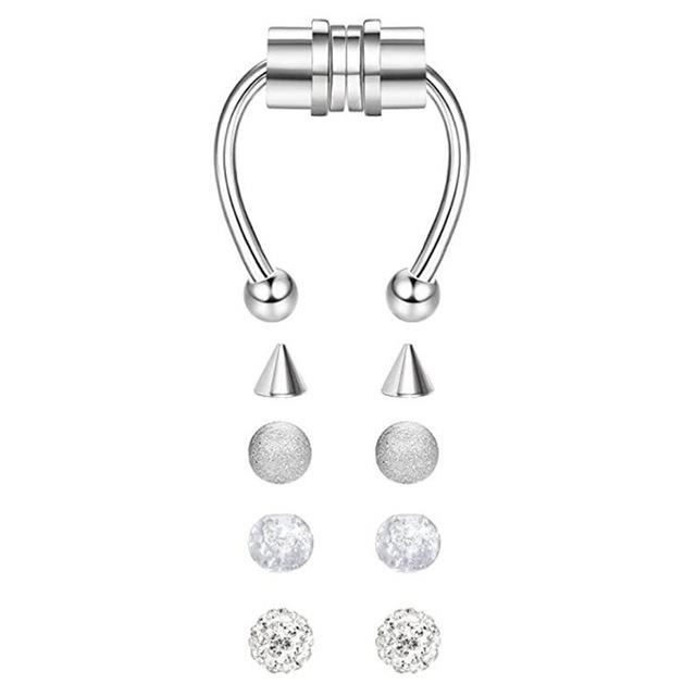 4 Faux Piercings De Nez En Acier Inoxydable - Anneaux 8mm - Bijoux Temporaires Homme Femme