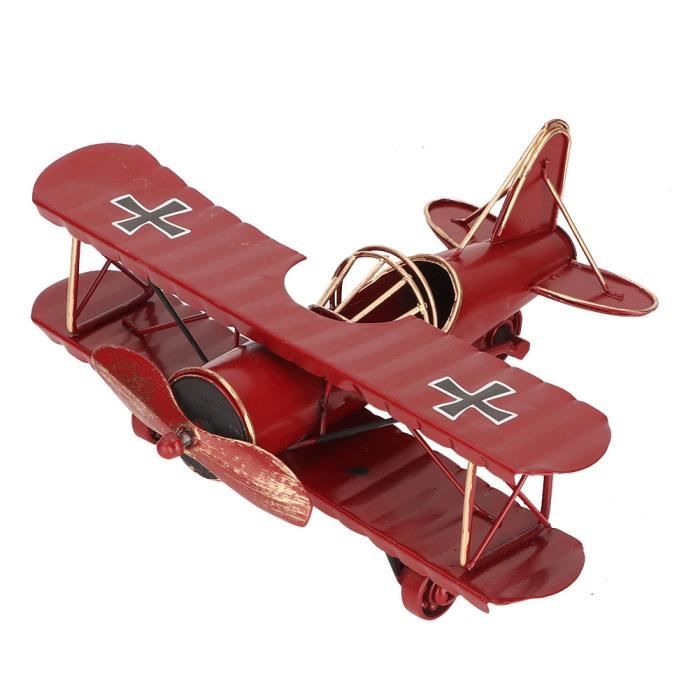 Maquette Avion Rétro Biplan – Fer Forgé 21 Cm – Déco Vintage – Cadeau Collectionneur – Fête Des Pères