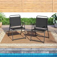 COSTWAY Lot De 2 Chaises Pliantes Confortables - Siège Et Dossier PP Respirant, Cadre Métal Robuste 180 Kg, Idéales Jardin, Piscine, Camping