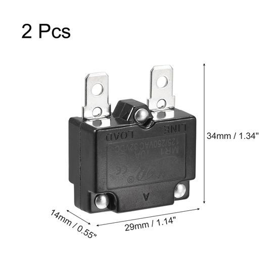Disjoncteur Automatique Réinitialisable 10A 125V/250V - Protection Surcharge - Lot De 2 Pièces
