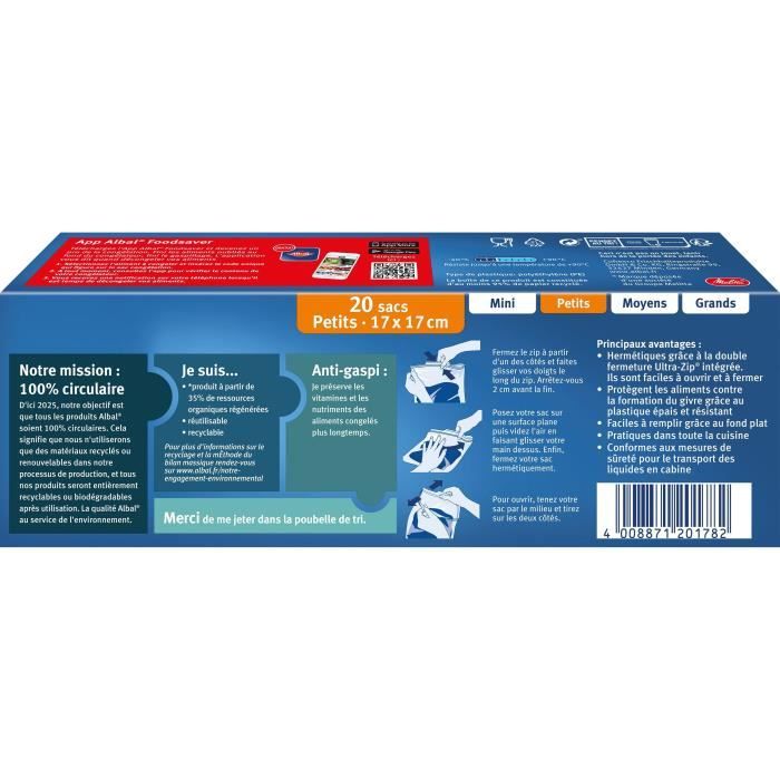ALBAL Bo te de 25 sacs Ultra Zip 18 x 20 cm PM