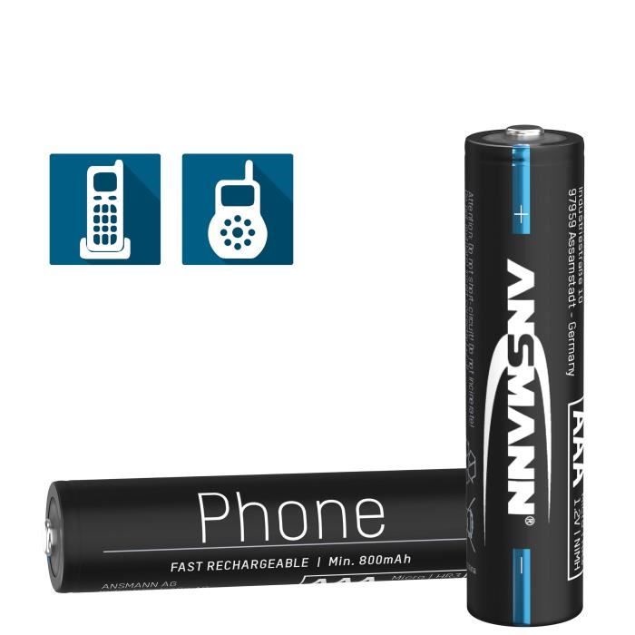 Pile (2 pièces) de téléphone ANSMANN AAA 800mAh NiMH 1.2V — free download