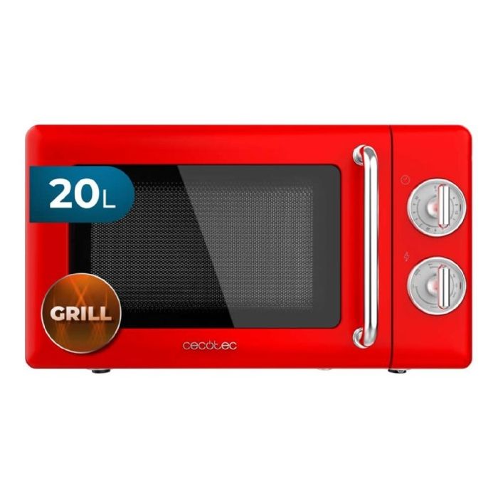 Micro Rouge Cecotec Micro-Ondes Mécanique avec Grill Proclean 3110 Rouge Rétro, 20 ...