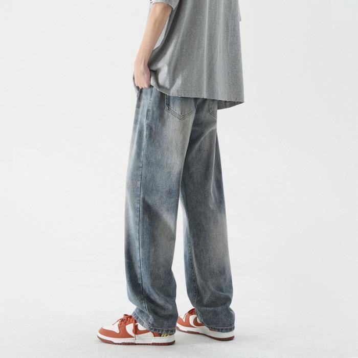 Pantalon Jean Homme Coupe Décontractée - Taille élastique, Poches Zippées, Style Cargo Vintage - 4