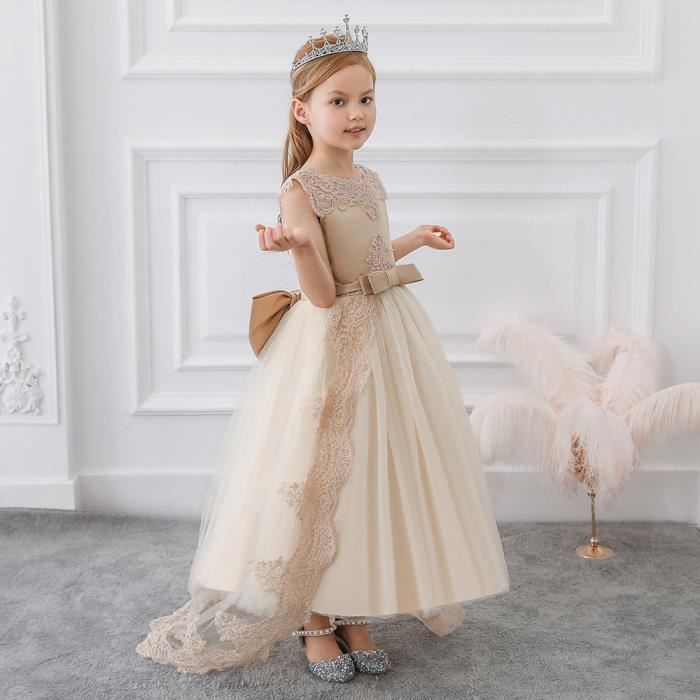 IEFIEL Enfant Fille Robe Cérémonie Princesse Paillettes