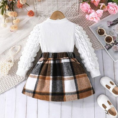 Robe Fille Manches Longues Avec Nœud Papillon - Pour Fêtes, Anniversaires, Noël (3-10 Ans)