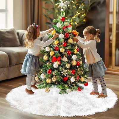 Jupe De Sapin De Noël En Fausse Fourrure Blanche - Diamètre 85 Cm - Cache-pied Moelleux Pour Décorer Et Protéger Le Sol - Réutilisable