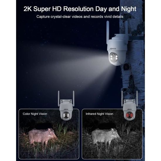 Caméra De Surveillance Extérieure 4G Solaire COOAU - 2K UHD, Panneau 8W, Batterie 10000mAh, Suivi Auto 30m, IP66