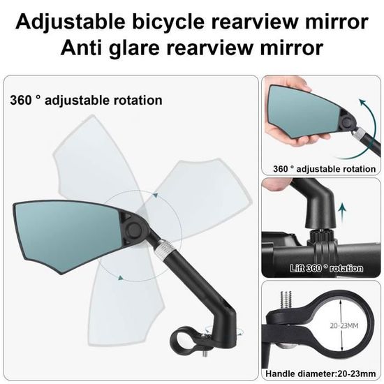Rétroviseur Vélo Rotatif 360° – Miroir Convexe – Fixation Guidon – Neuf