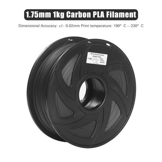 Fibre De Carbone PLA 1,75 Mm Filament D'imprimante 3D Noir De Carbone,  Précision Dimensionnelle +-- 0,02 Mm, 1 Kg De Matériau [1163] - Cdiscount  Informatique
