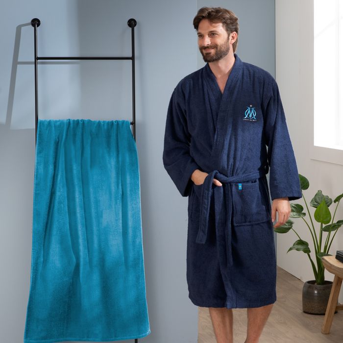 Peignoir éponge Peignoir Homme Olympique Marseille Peignoir Adulte