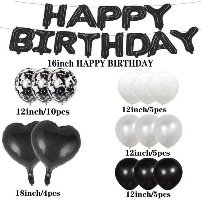 16inch or noir décorations de fête des Ballons Joyeux anniversaire