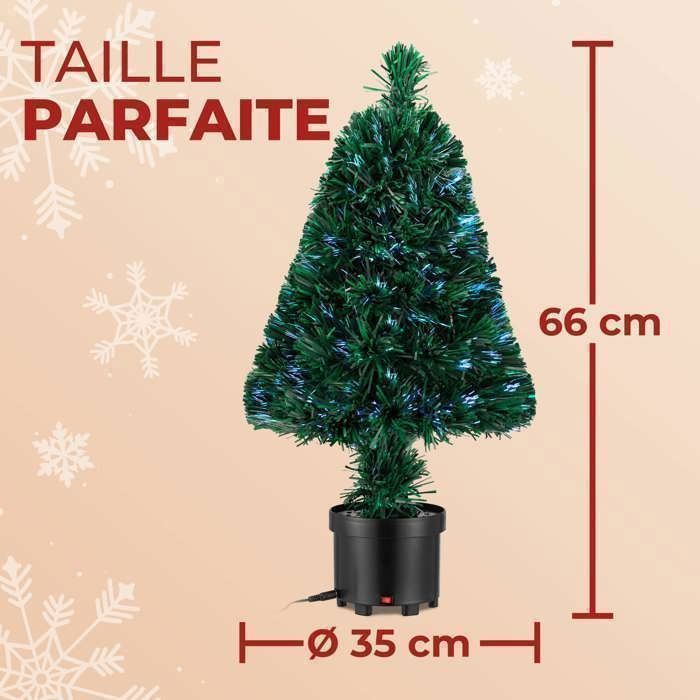 Sapin De Noël Artificiel Lumineux 64 Cm Avec LEDs à Changement De Couleur - Fibre De Verre, Montage Facile - Décoration D'intérieur Festive Et économe - 9