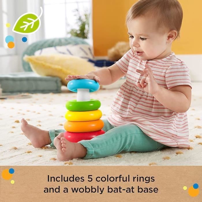 Pyramide Arc-en-Ciel jouet pour bébé - anneaux de couleurs à