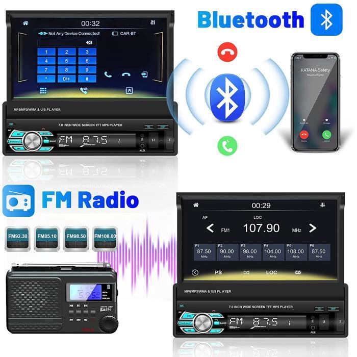Apple Carplay Autoradio 1 Din avec Écran Tactile de 5,1 Pouces Android Auto Bluetooth Mains